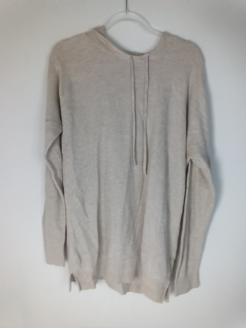 Banana Republic Oatmeal Textured Hooded Pullover Longline Lightweight Neutral